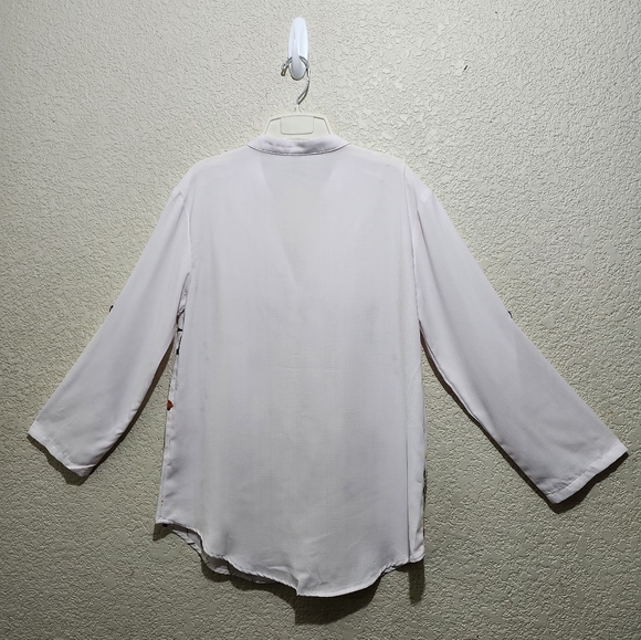 Noracora White 3/4 Sleeve Embellished Button Down Shirt (Unbranded) - Picture 7 of 10